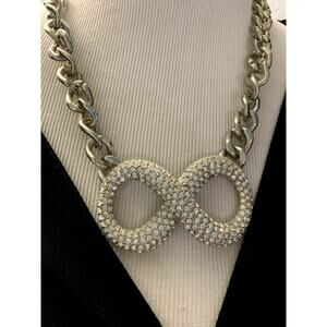 Vintage Chunky Bold Rhinestone Chain Link Infinity Necklace
